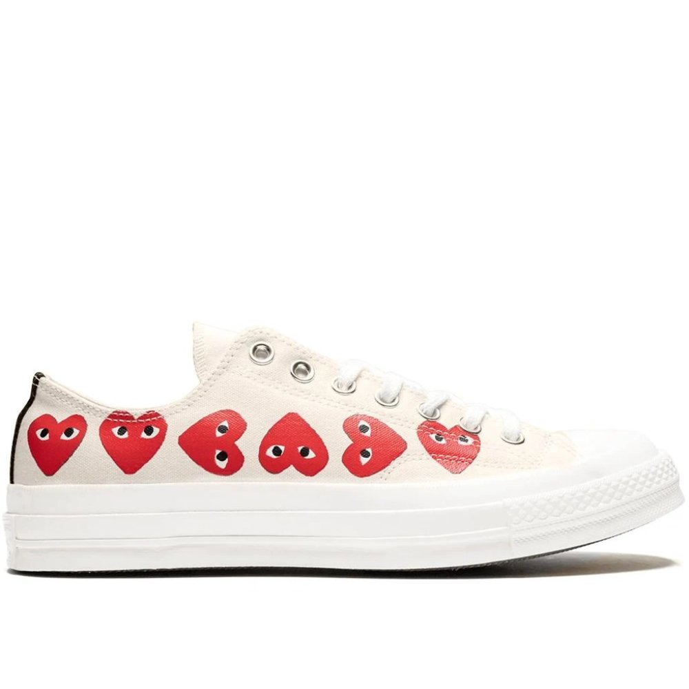 NWOB Comme Des Garçons Play x Converse Chuck 70 Ox "Multi Hearts White" Sneakers